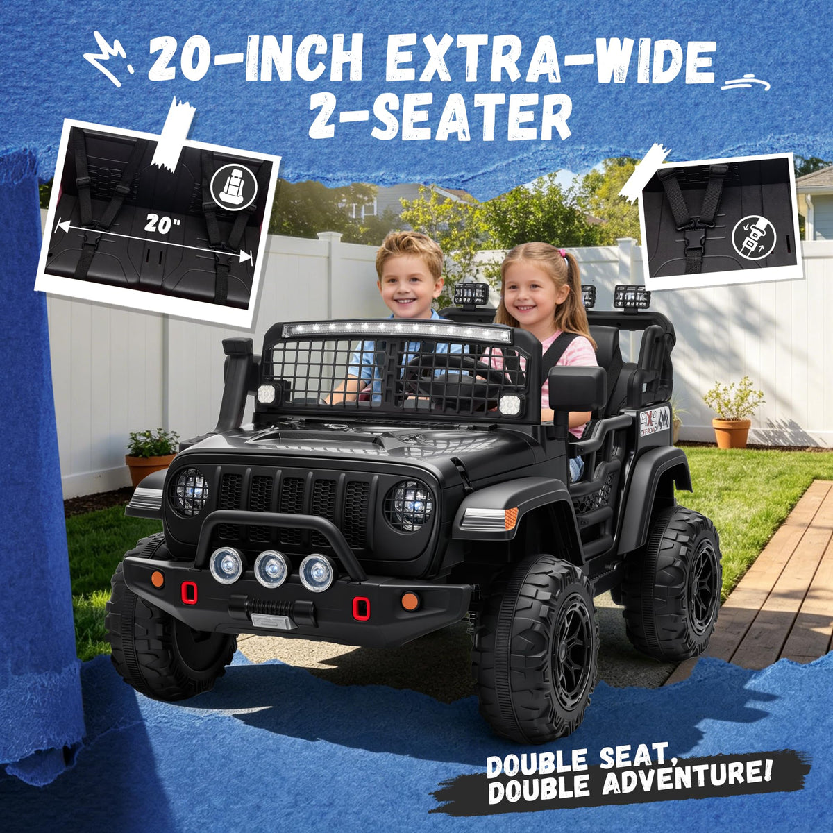 Black 2 Seater 24V Ride On Car W1225