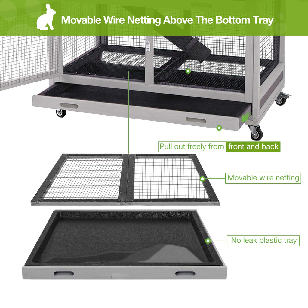 Indoor Rabbit Hutch with Removable Tray and Ramp M164