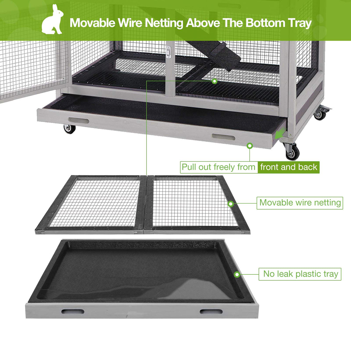 Indoor Rabbit Hutch with Removable Tray and Ramp M164