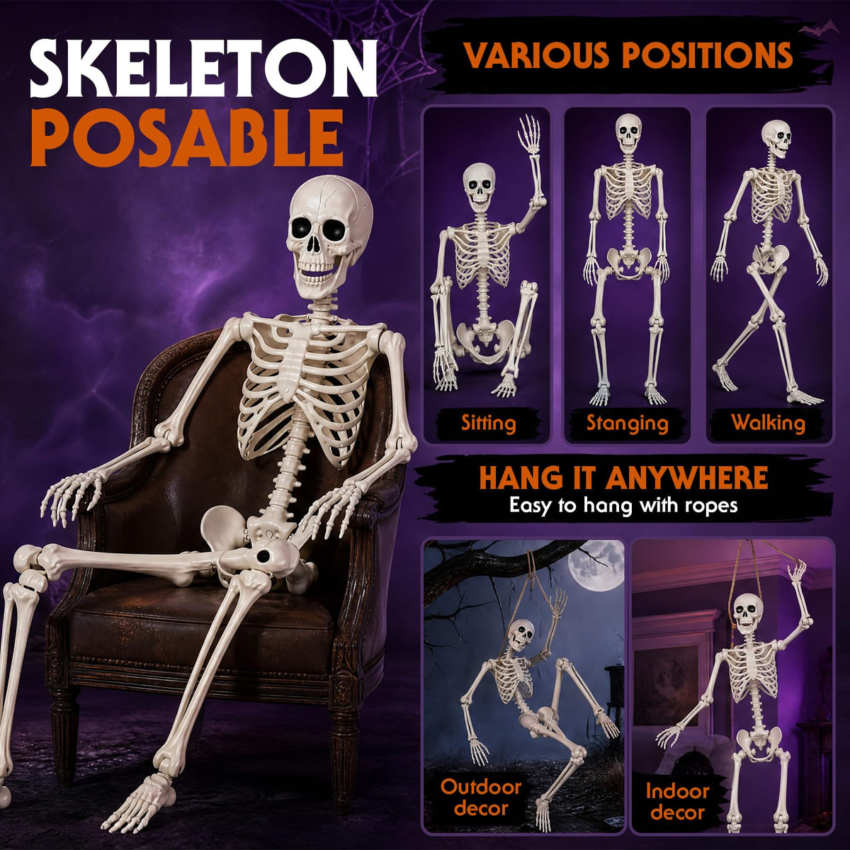 5.4 Ft Halloween Full Body Skeleton C9581
