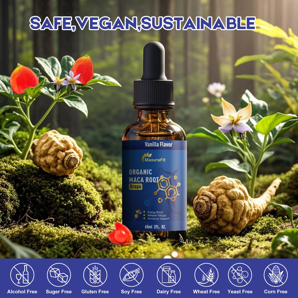 Maca Root Ashwagandha Liquid Drops 4 fl oz 2 Pack T796