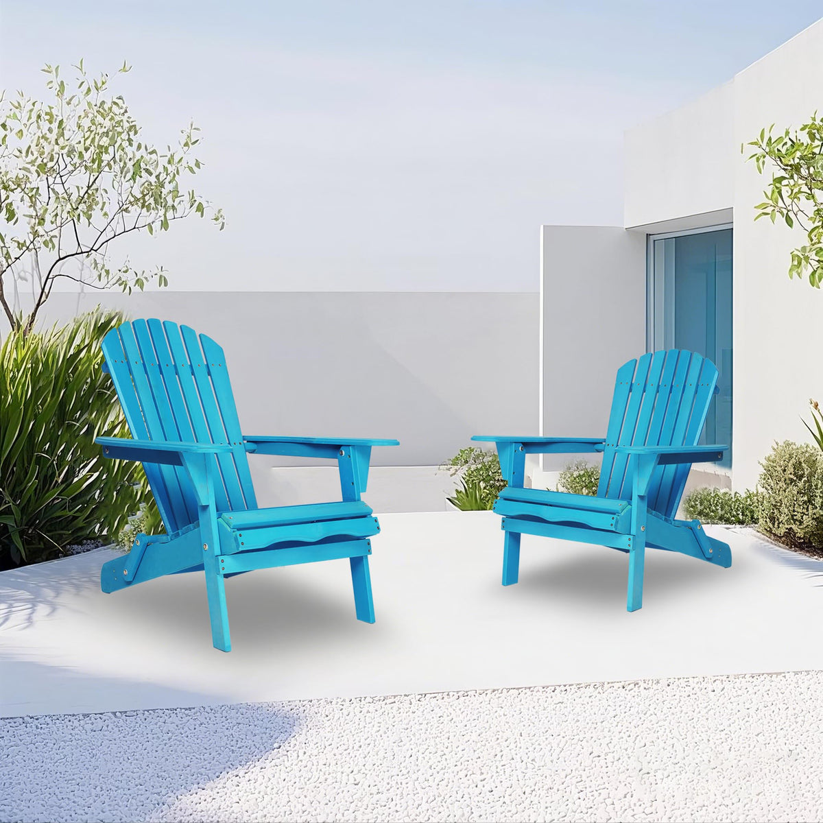 Solid Wood Folding Adirondack Chairs Set of 2 E521688