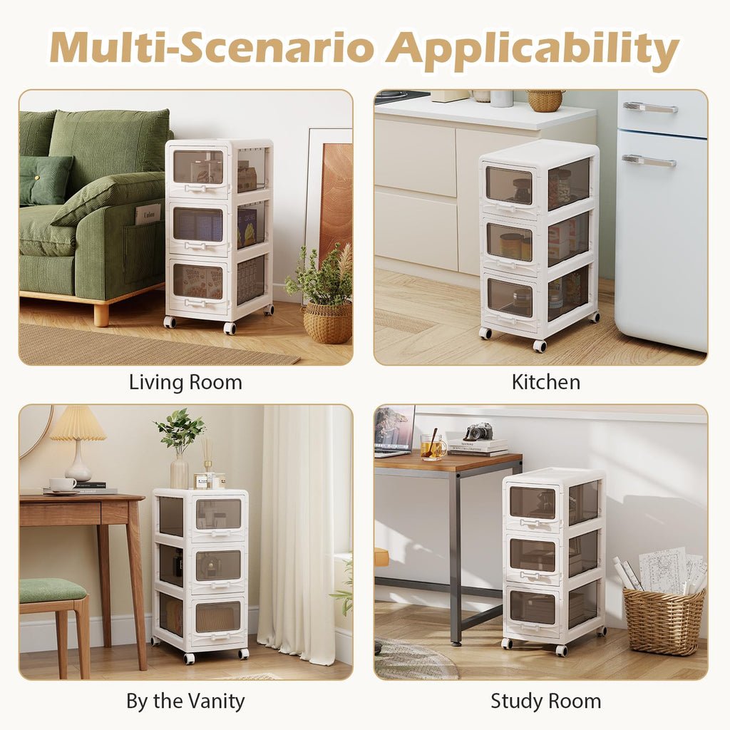3 Tier Rolling Storage Cart with Drawers K239434