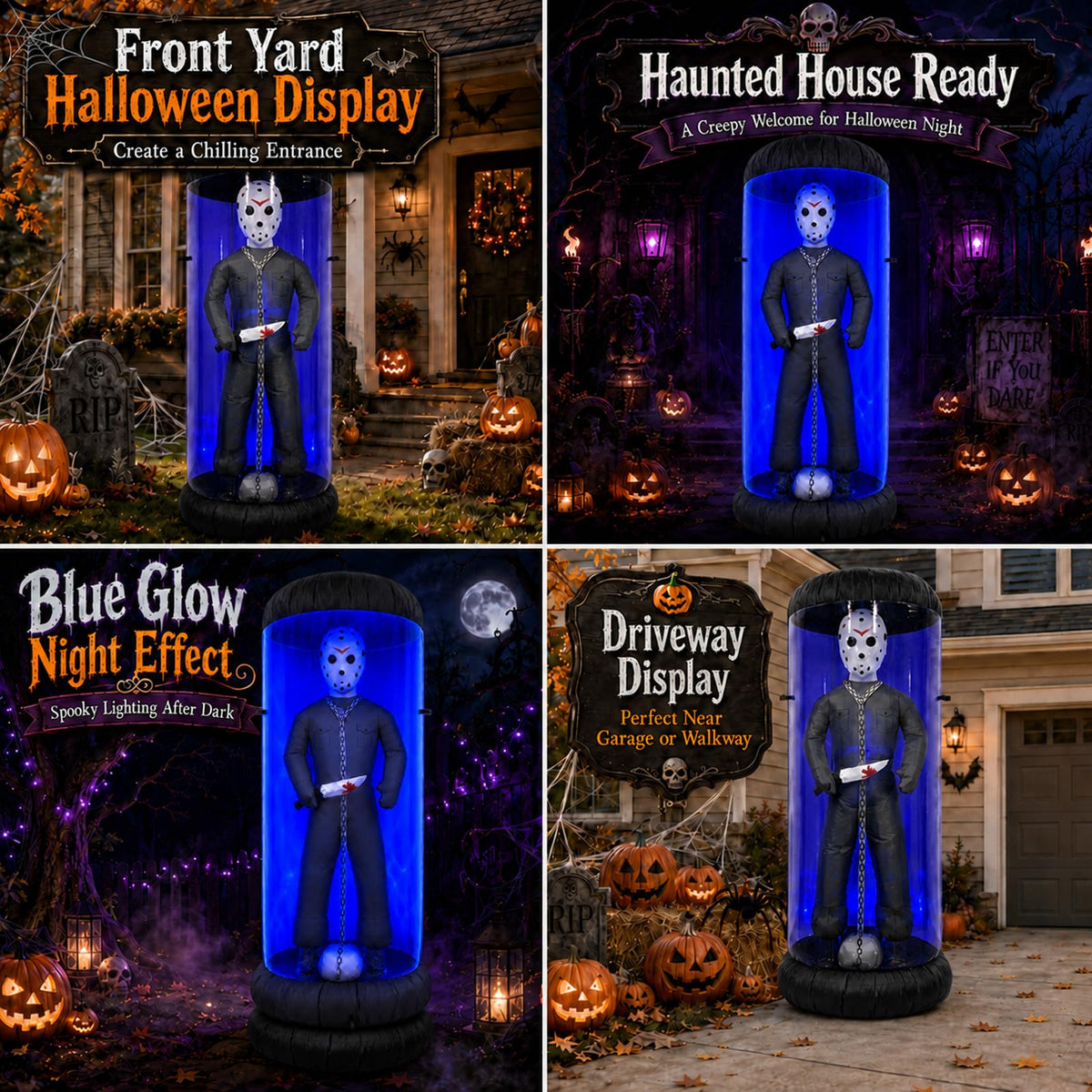 7.6FT Halloween Inflatable Outdoor Decoration with Blue LED Lights H440365