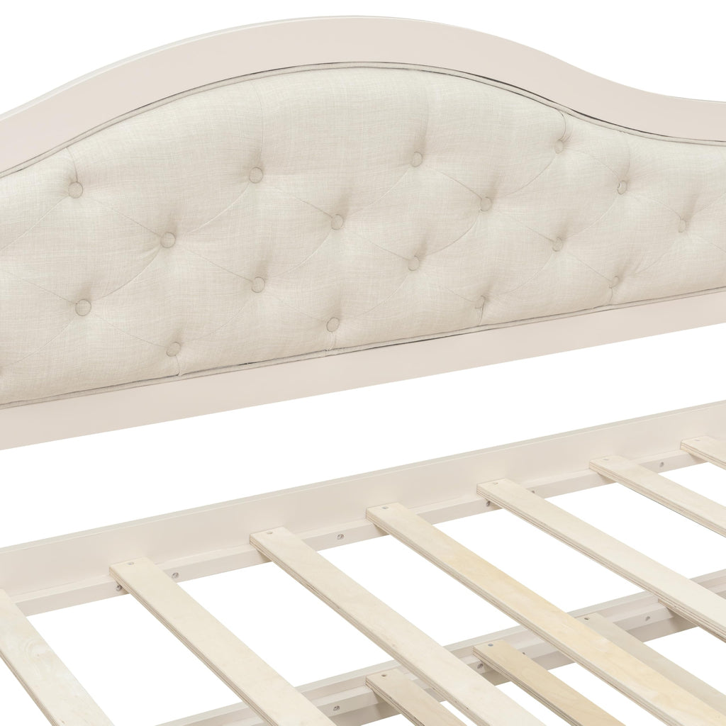 Beige Twin Size Wooden Daybed with Trundle and 2 Drawers O37518