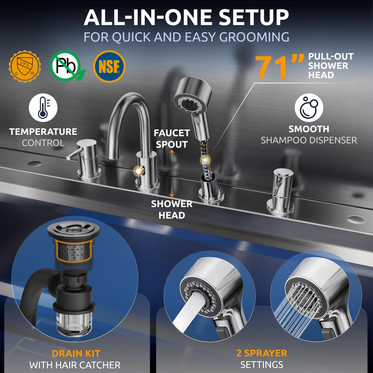 304 Stainless Steel Pet Wash Sink P2849