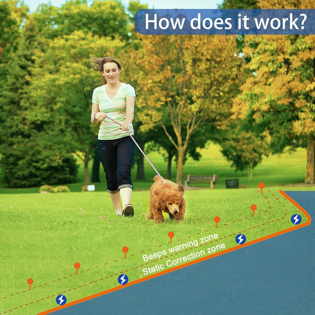 In-Ground Electric Pet Fence with 2 Waterproof Rechargeable Collars Z586
