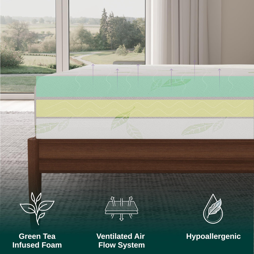 Twin Size 6 Inch Green Tea Memory Foam Mattress Z6014
