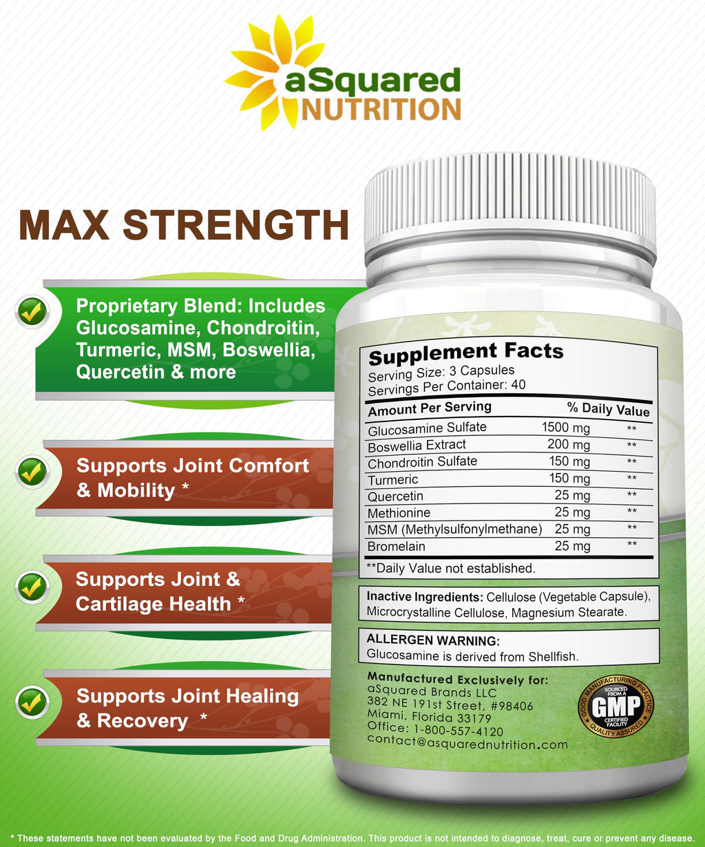 Glucosamine Chondroitin Turmeric MSM Boswellia 120 Capsules Supplement A6881