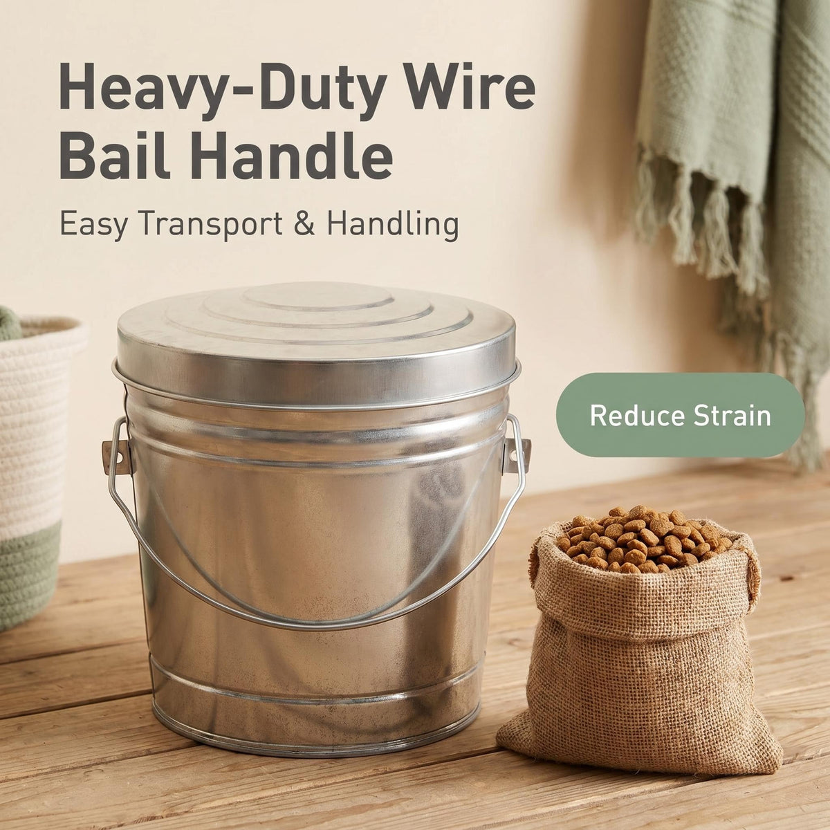 6 Gallon Galvanized Steel Storage Can with Locking Lid M6822