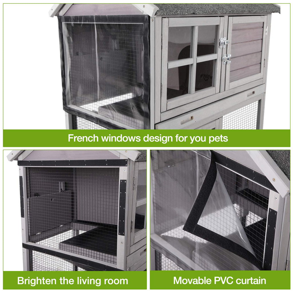 Indoor Rabbit Hutch with Removable Tray and Ramp M164