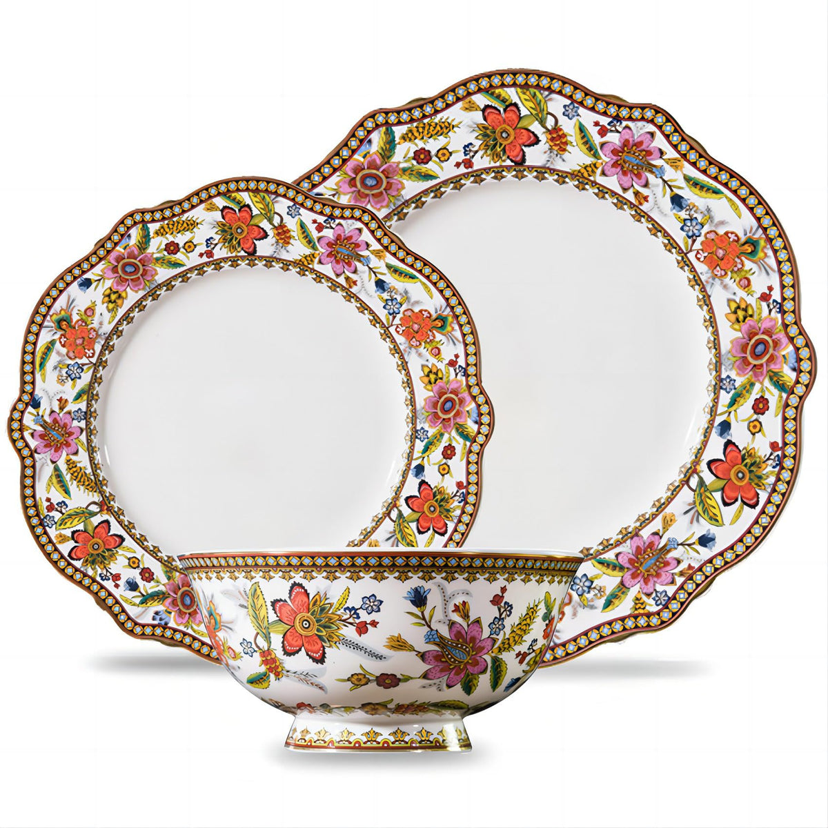 Fine China 12-Piece Dinnerware Set for 4 with 24K Gold Trim A68726