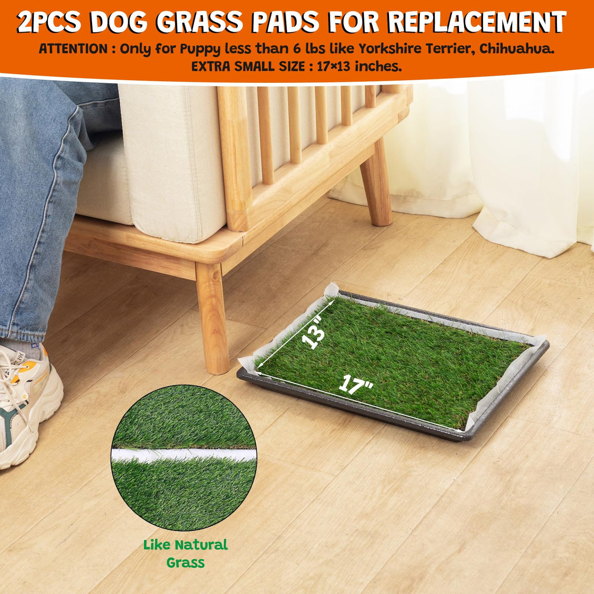 Extra Small Dog Grass Pee Pads with Tray T8228
