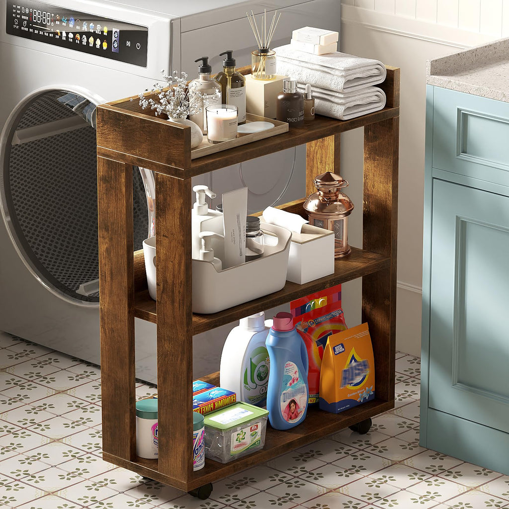 3-Tier Small Bookshelf with Wheels V621