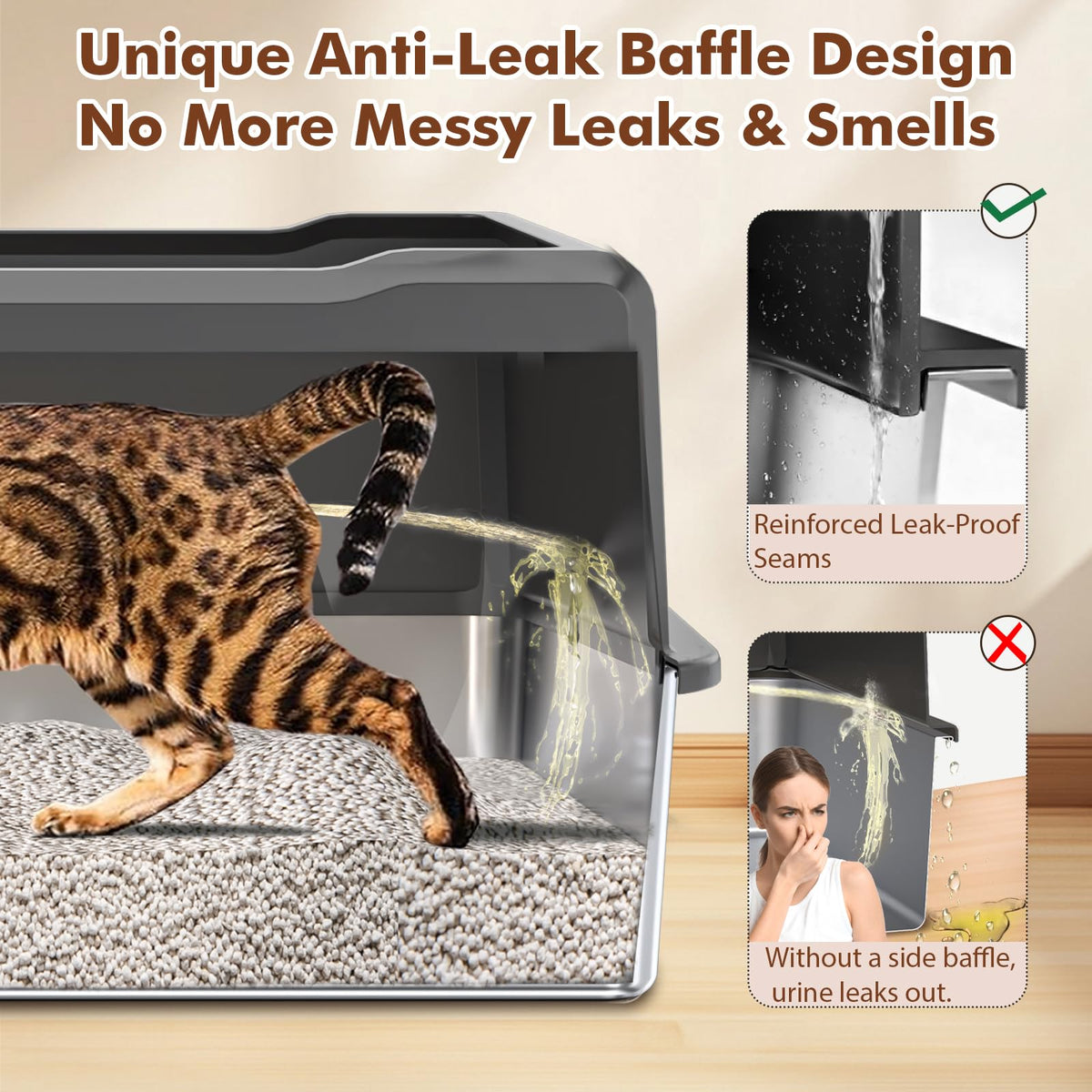 Extra Large Stainless Steel Litter Box Y1552