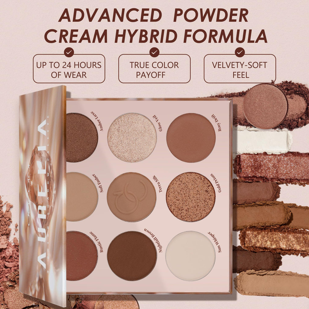 9 Colors Brown & Copper Eyeshadow Palette with Matte & Shimmer Finishes D463