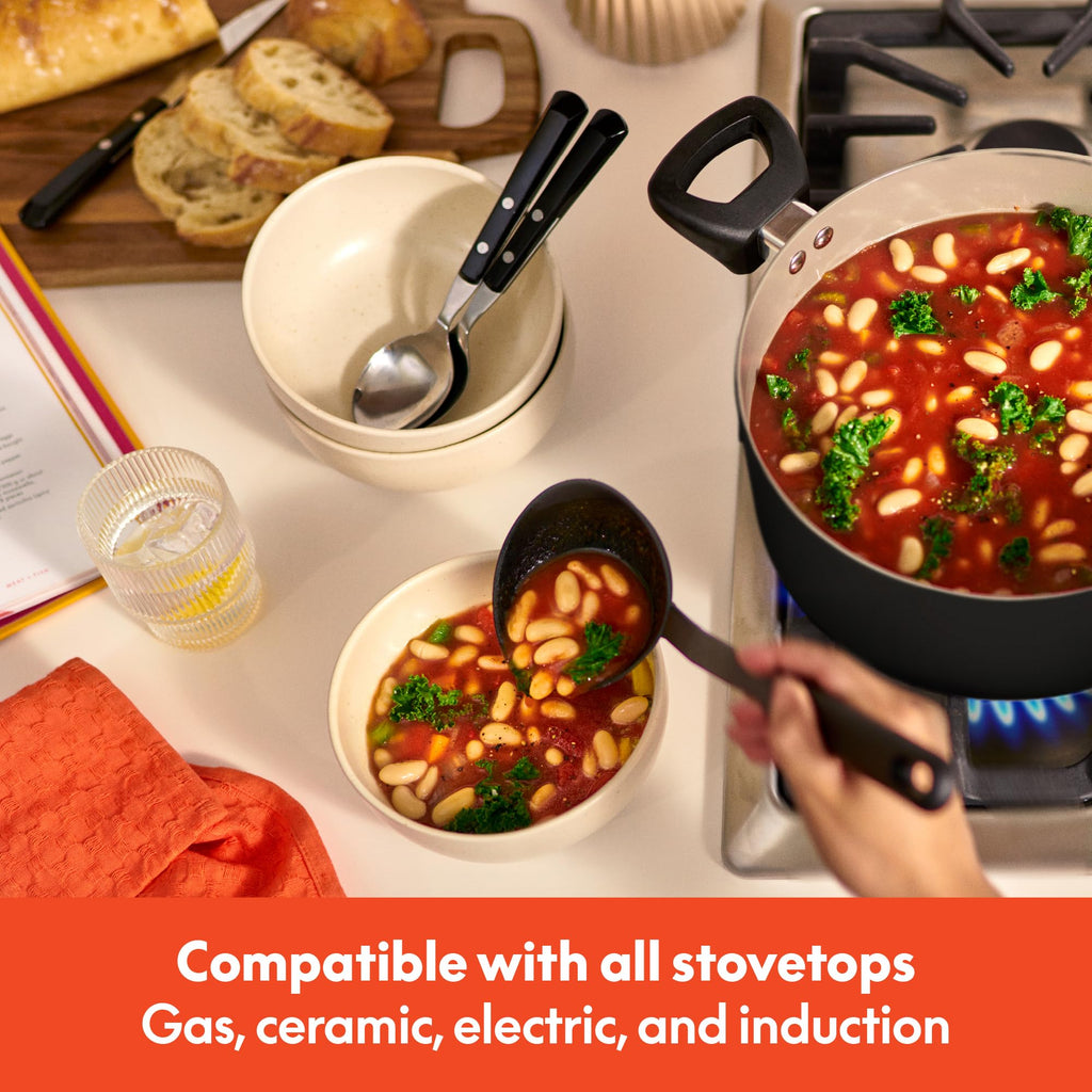12 Piece Ceramic Nonstick Cookware Set Black E165687