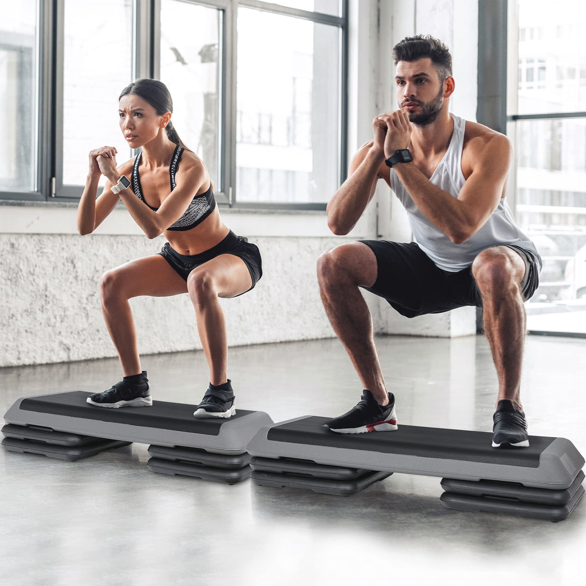 43" Adjustable Aerobic Exercise Step Platform with 4 Removable Risers Y544