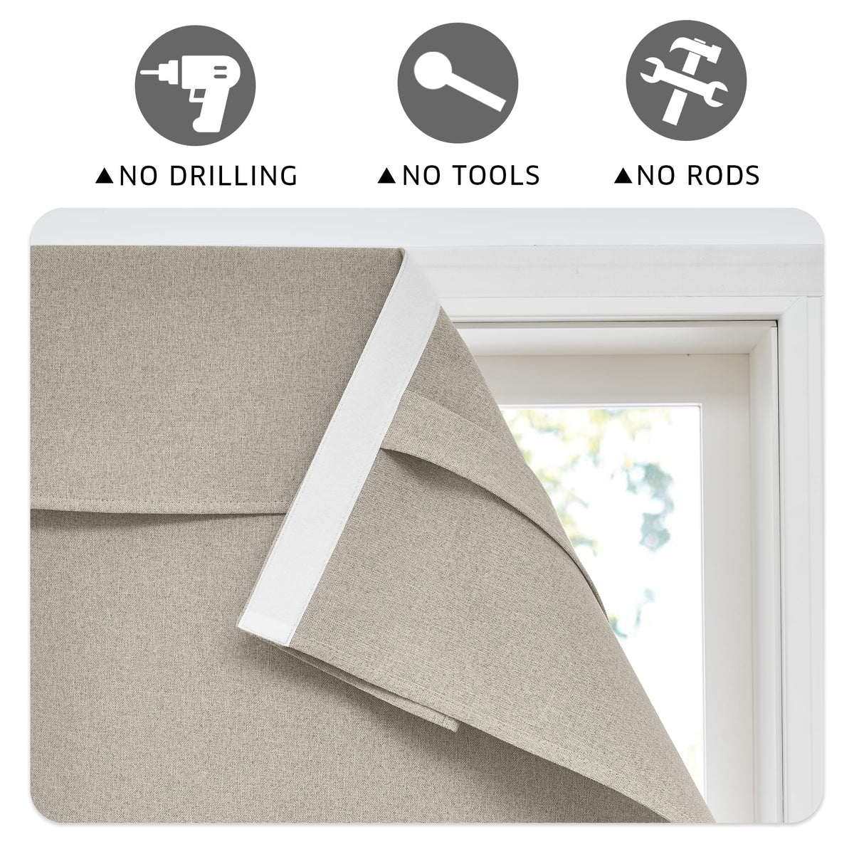 100% Blackout Linen French Door Curtain U68224
