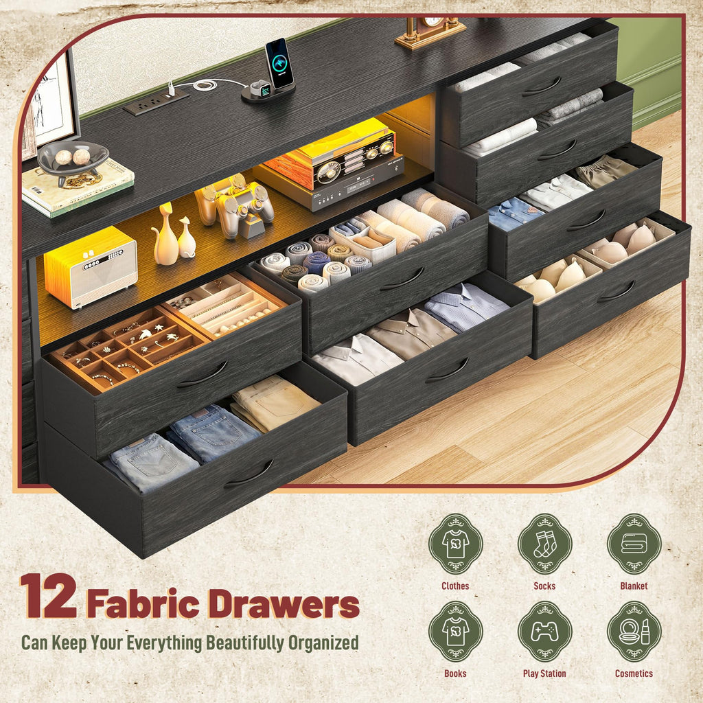 Black 12 Drawer Dresser E137