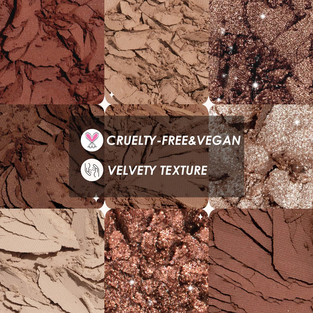 9 Colors Brown & Copper Eyeshadow Palette with Matte & Shimmer Finishes D463