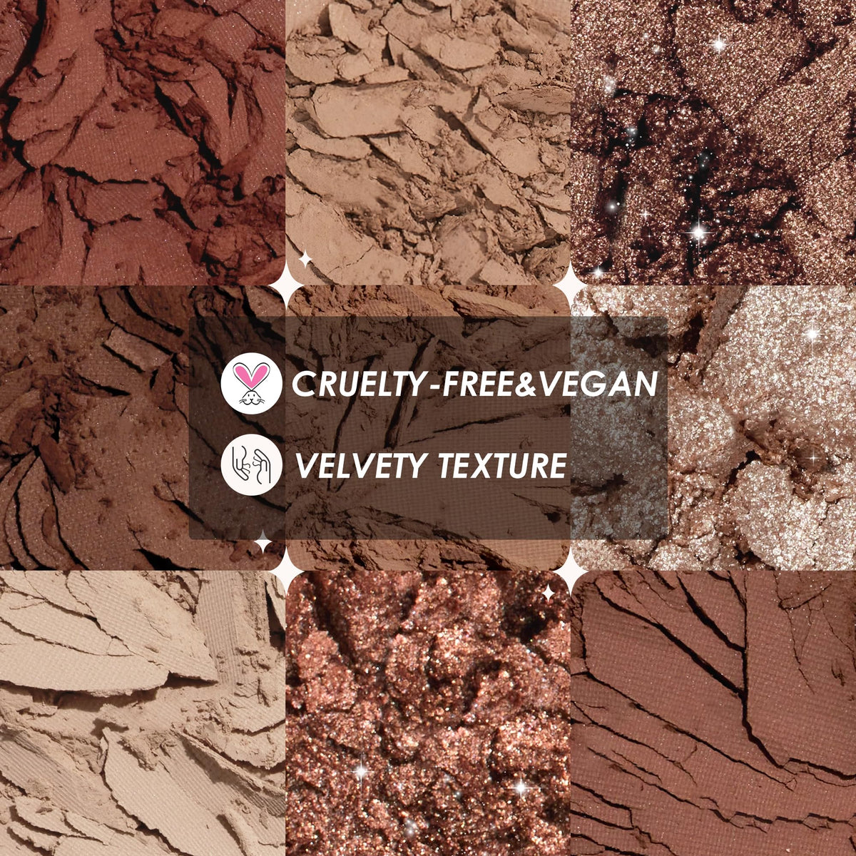 9 Colors Brown & Copper Eyeshadow Palette with Matte & Shimmer Finishes D463