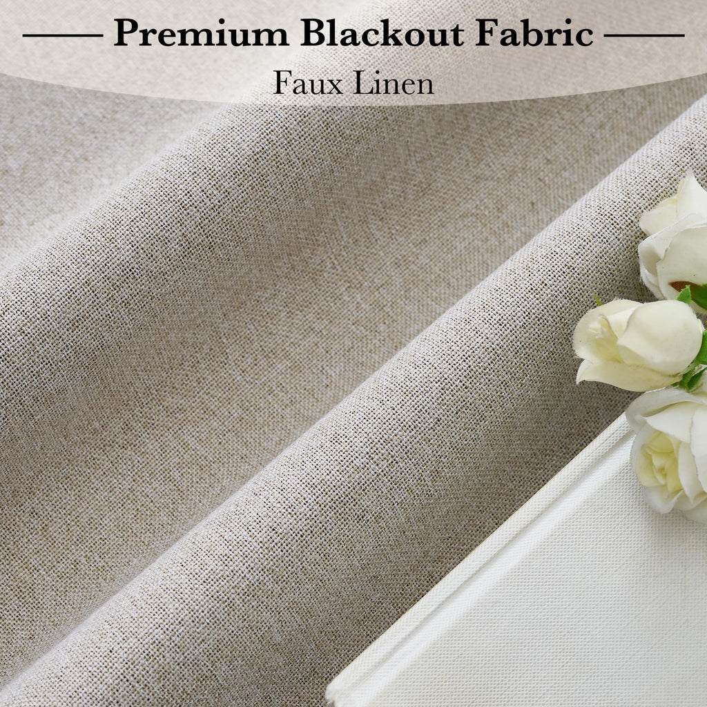 100% Blackout Linen French Door Curtain U68224