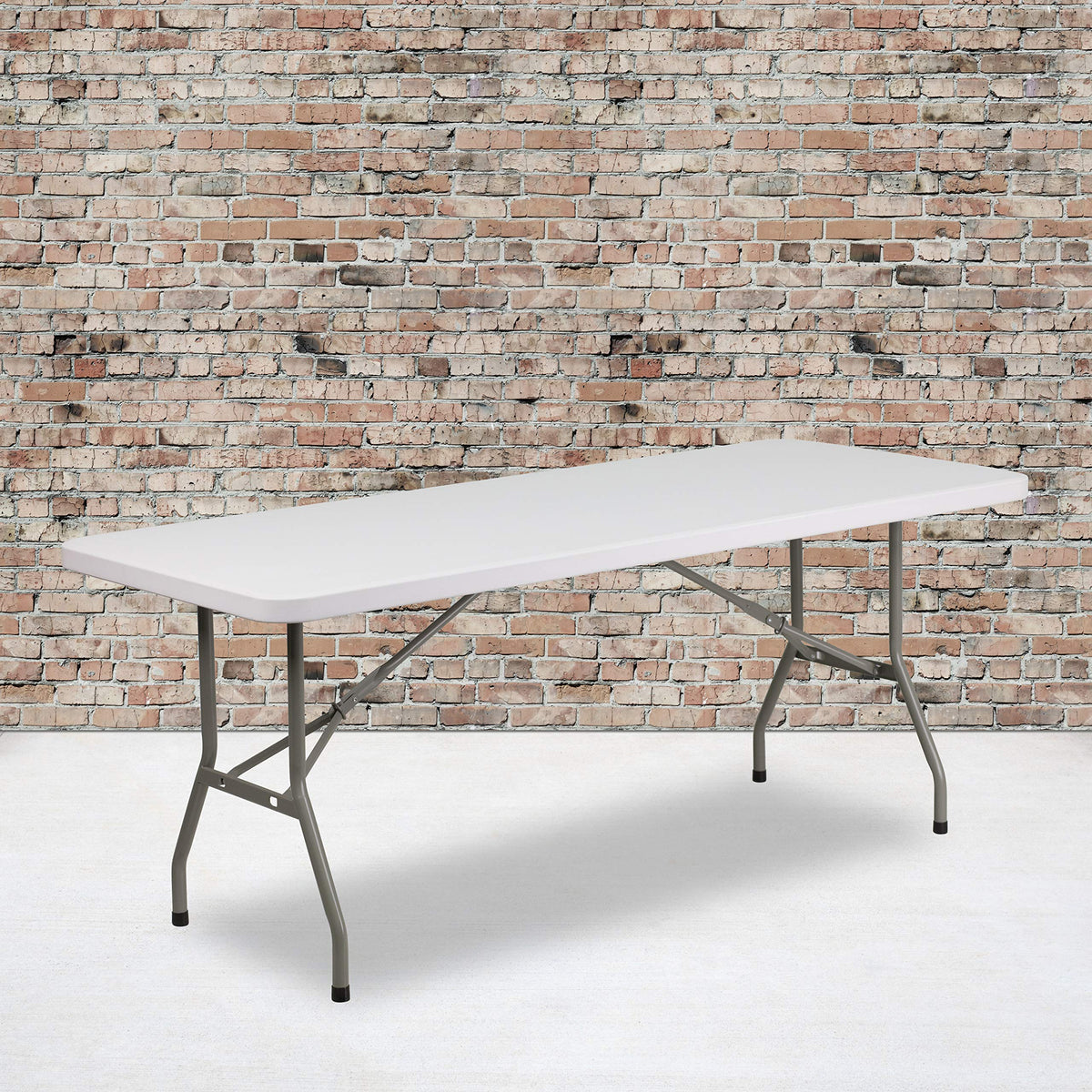 6-Foot Granite White Plastic Folding Table D20438